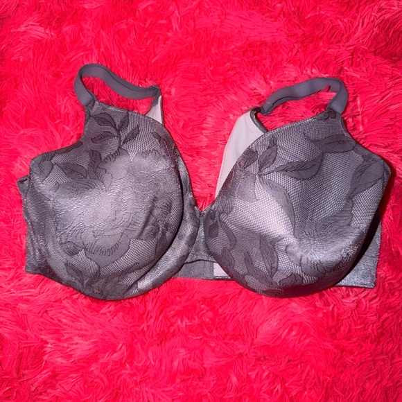 Cacique Other - Cacique Lace Gray Floral Underwire Lightly Lined Full Coverage Bra